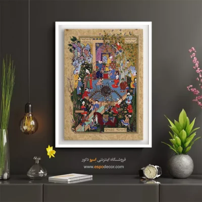 تابلو نگارگری ایرانی - پدری پسرش را در مورد عشق نصیحت می‌کند – تابلو نقاشی ایرانی - اسپو دکور