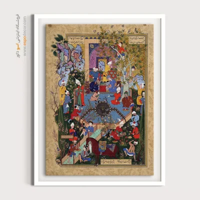 تابلو نگارگری ایرانی - پدری پسرش را در مورد عشق نصیحت می‌کند – تابلو نقاشی ایرانی - اسپو دکور