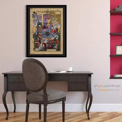 تابلو نگارگری ایرانی - پدری پسرش را در مورد عشق نصیحت می‌کند – تابلو نقاشی ایرانی - اسپو دکور