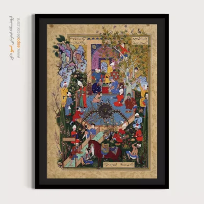 تابلو نگارگری ایرانی - پدری پسرش را در مورد عشق نصیحت می‌کند – تابلو نقاشی ایرانی - اسپو دکور