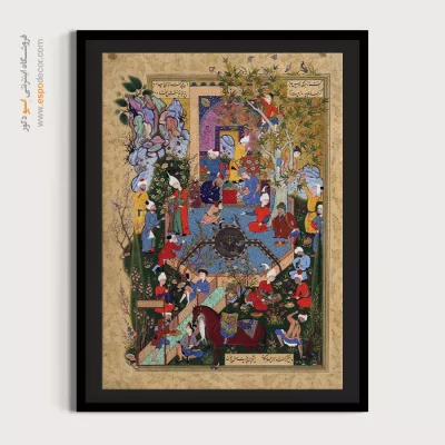 تابلو نگارگری ایرانی - پدری پسرش را در مورد عشق نصیحت می‌کند – تابلو نقاشی ایرانی - اسپو دکور