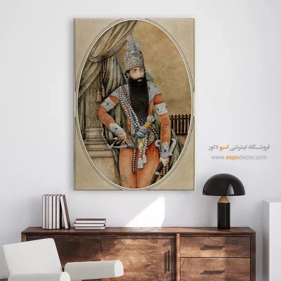 تابلو نگارگری رنگ‌های زنده - پرتره فتحعلی شاه قاجار – تابلو نقاشی ایرانی - اسپو دکور