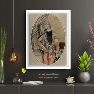 تابلو نگارگری رنگ‌های زنده - پرتره فتحعلی شاه قاجار – تابلو نقاشی ایرانی - اسپو دکور