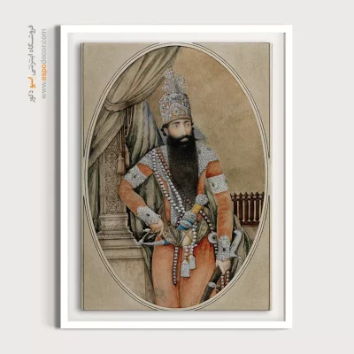 تابلو نگارگری رنگ‌های زنده - پرتره فتحعلی شاه قاجار – تابلو نقاشی ایرانی - اسپو دکور