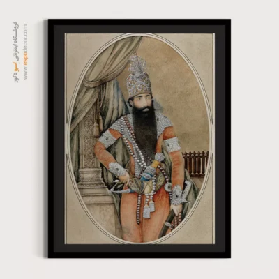 تابلو نگارگری رنگ‌های زنده - پرتره فتحعلی شاه قاجار – تابلو نقاشی ایرانی - اسپو دکور