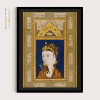 خرید تابلو بوم با نقاشی مینیاتور ایرانی - پرتره یک شاهزاده خانم ایرانی – تابلو نقاشی ایرانی - اسپو دکور