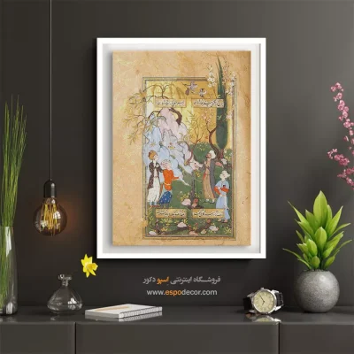 تابلو نگارگری صادراتی - پرواز لاک پشت – تابلو نقاشی ایرانی - اسپو دکور