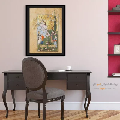 تابلو نگارگری صادراتی - پرواز لاک پشت – تابلو نقاشی ایرانی - اسپو دکور