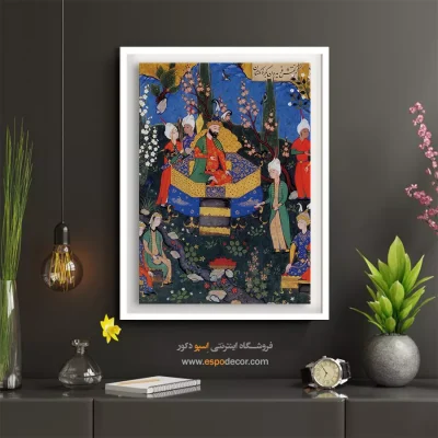 تابلو نگارگری طبیعت - پسران فریدون و دختران پادشاه یمن – تابلو نقاشی ایرانی - اسپو دکور