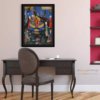 تابلو نگارگری طبیعت - پسران فریدون و دختران پادشاه یمن – تابلو نقاشی ایرانی - اسپو دکور
