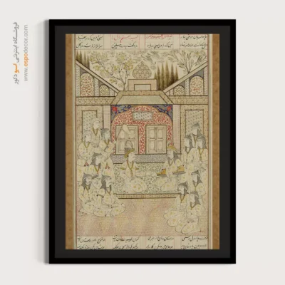 تابلو نگارگری عاشقانه - پند دادن کیخسرو،فرامرز پسرِ رستمِ زال را – تابلو نقاشی ایرانی - اسپو دکور