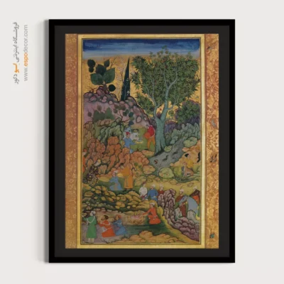 تابلو مینیاتور کتاب های قدیمی - پیاده روی در طبیعت – تابلو نقاشی ایرانی - اسپو دکور