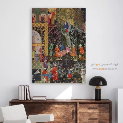 تابلو نگارگری تمهای معماری - پیاده روی در طبیعت – تابلو نقاشی ایرانی - اسپو دکور