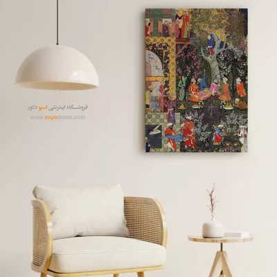 تابلو نگارگری تمهای معماری - پیاده روی در طبیعت – تابلو نقاشی ایرانی - اسپو دکور