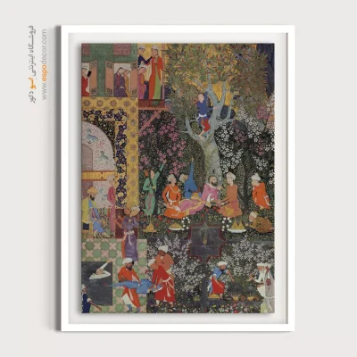 تابلو نگارگری تمهای معماری - پیاده روی در طبیعت – تابلو نقاشی ایرانی - اسپو دکور