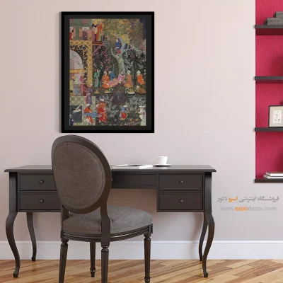 تابلو نگارگری تمهای معماری - پیاده روی در طبیعت – تابلو نقاشی ایرانی - اسپو دکور