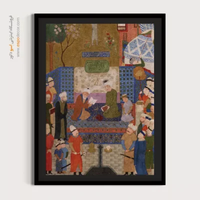 تابلو نگارگری مدرن و هنری - تاجگذاری سلطان حسین میرزا بایقرا – تابلو نقاشی ایرانی - اسپو دکور