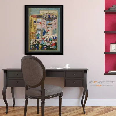 تابلو هنر تزئینی - تمثیل مستی دنیوی و اخروی – تابلو نقاشی ایرانی - اسپو دکور