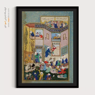 تابلو هنر تزئینی - تمثیل مستی دنیوی و اخروی – تابلو نقاشی ایرانی - اسپو دکور