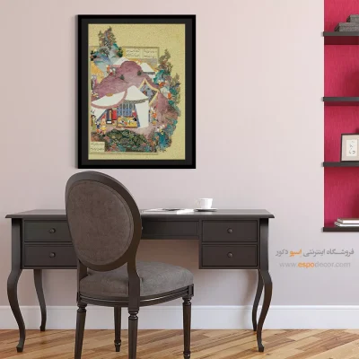 تابلو هنری دستساز - تور سر ایرج را از بدن جدا میکند – تابلو نقاشی ایرانی - اسپو دکور