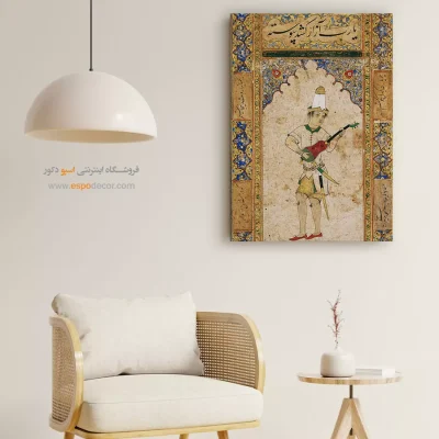 تابلو هنری مینیاتور قدیمی - نوازنده – تابلو نقاشی ایرانی - اسپو دکور