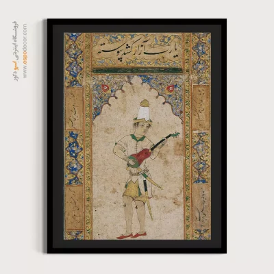 تابلو هنری مینیاتور قدیمی - نوازنده – تابلو نقاشی ایرانی - اسپو دکور