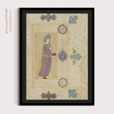 تابلوهای دکوراتیو مدرن - جوان با جام شراب – تابلو نقاشی ایرانی - اسپو دکور