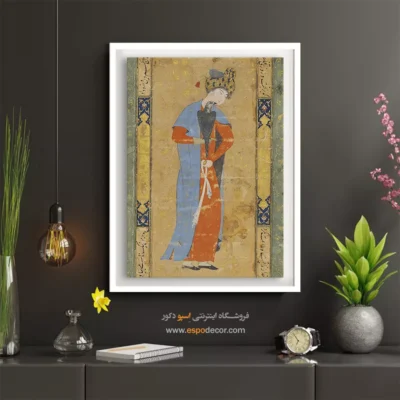 تابلوهای دکوراتیو مدرن و لوکس - جوان با شاهین – تابلو نقاشی ایرانی - اسپو دکور