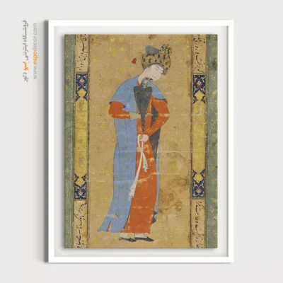 تابلوهای دکوراتیو مدرن و لوکس - جوان با شاهین – تابلو نقاشی ایرانی - اسپو دکور