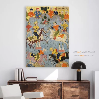 خرید آنلاین تابلو نگارگری - چوگان – تابلو نقاشی ایرانی - اسپو دکور