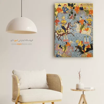 خرید آنلاین تابلو نگارگری - چوگان – تابلو نقاشی ایرانی - اسپو دکور