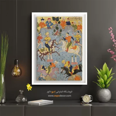 خرید آنلاین تابلو نگارگری - چوگان – تابلو نقاشی ایرانی - اسپو دکور