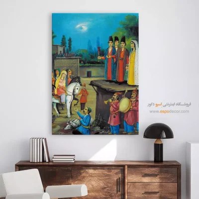 خرید تابلو برای پذیرایی - شب زفاف – تابلو نقاشی ایرانی - اسپو دکور