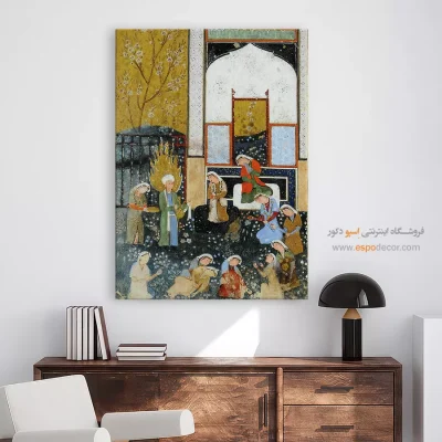 خرید تابلو هنری - زنان،هنگام ورود یوسف انگشتان خود را بریدند – تابلو نقاشی ایرانی - اسپو دکور