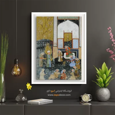 خرید تابلو هنری - زنان،هنگام ورود یوسف انگشتان خود را بریدند – تابلو نقاشی ایرانی - اسپو دکور