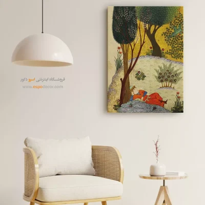 خرید تابلو رنگی - منظومه گل و نوروز – تابلو نقاشی ایرانی - اسپو دکور