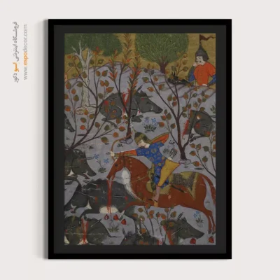 خرید تابلو مدرن - داستان بیژن و گرازان – تابلو نقاشی ایرانی - اسپو دکور