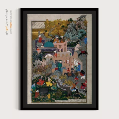 تابلو مینیاتور با طرح معماری ایرانی - داستان دختر هفتواد و کرم – تابلو نقاشی ایرانی - اسپو دکور