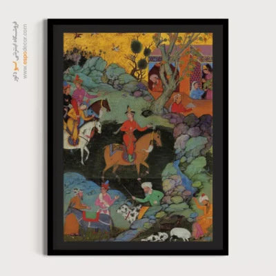 خرید تابلو مینیاتور دست‌ساز ایرانی - بزرگ زاده و ملازمان – تابلو نقاشی ایرانی - اسپو دکور