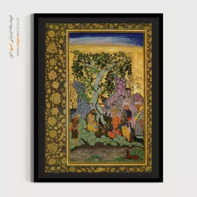 خرید تابلو مینیاتور نقاشی اصیل - ملاقات شاهزاده‌ با زاهد – تابلو نقاشی ایرانی - اسپو دکور