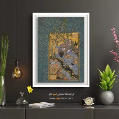 خرید تابلو نقاشی ایرانی طرح کلاسیک - اجتماع پرندگان – تابلو نقاشی ایرانی - اسپو دکور