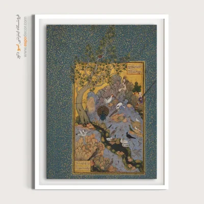 خرید تابلو نقاشی ایرانی طرح کلاسیک - اجتماع پرندگان – تابلو نقاشی ایرانی - اسپو دکور