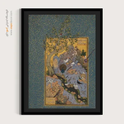 خرید تابلو نقاشی ایرانی طرح کلاسیک - اجتماع پرندگان – تابلو نقاشی ایرانی - اسپو دکور