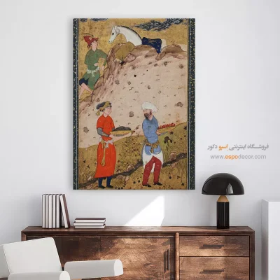 خرید تابلو مینیاتور ایرانی قدیمی - خدمتکاران در حال حمل غذا – تابلو نقاشی ایرانی - اسپو دکور