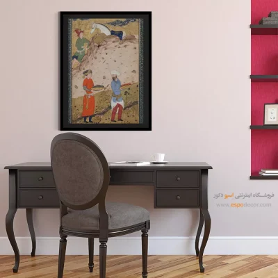 خرید تابلو مینیاتور ایرانی قدیمی - خدمتکاران در حال حمل غذا – تابلو نقاشی ایرانی - اسپو دکور