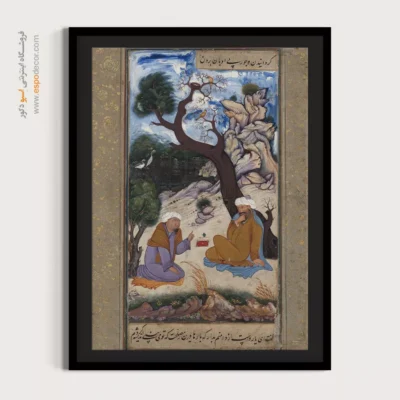 خرید تابلو نقاشی طرح اصیل ایرانی - در حال گفتگو – تابلو نقاشی ایرانی - اسپو دکور