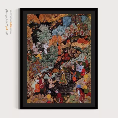 خرید تابلو نقاشی طرح ایرانی - همایون، امپراتور مغول، در کنار برادرانش و اعضای دربار سلطنتی – تابلو نقاشی ایرانی - اسپو دکور