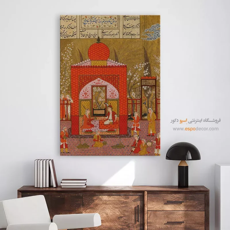 نشستن بهرام روز سه‌شنبه در گنبد سرخ  - تابلو نقاشی ایرانی - Image 3
