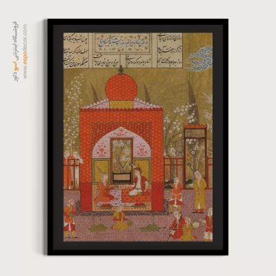 خرید تابلو نقاشی سنتی ایرانی - نشستن بهرام روز سه‌شنبه در گنبد سرخ  – تابلو نقاشی ایرانی - اسپو دکور