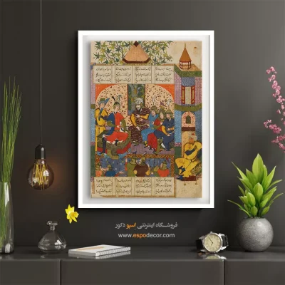 خرید تابلو نقاشی مینیاتور اصیل ایرانی - بازگشتن رستم به درگاه شاه – تابلو نقاشی ایرانی - اسپو دکور